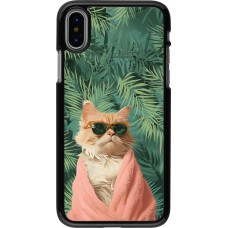 iPhone X / Xs Case Hülle - Cat Summer Palms