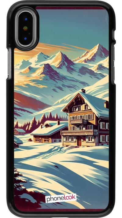 iPhone X / Xs Case Hülle - Chalet Berg verschneit