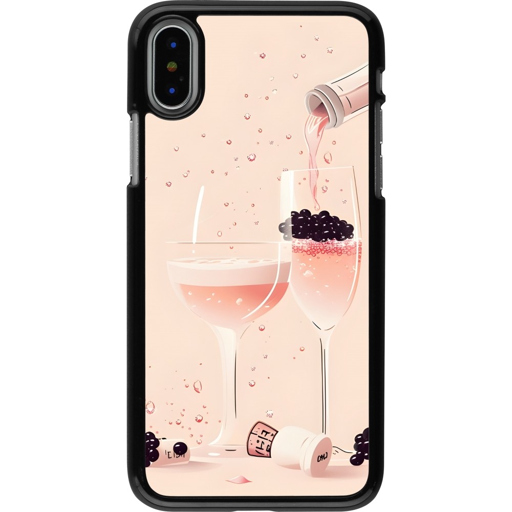 iPhone X / Xs Case Hülle - Champagne Pouring Pink