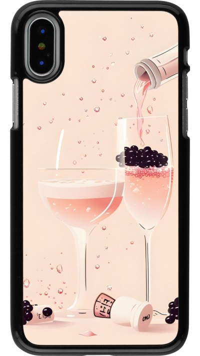 iPhone X / Xs Case Hülle - Champagne Pouring Pink