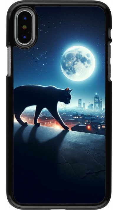 iPhone X / Xs Case Hülle - Schwarze Katze unter dem Vollmond