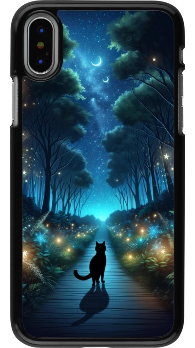 iPhone X / Xs Case Hülle - Schwarze Katze Spaziergang