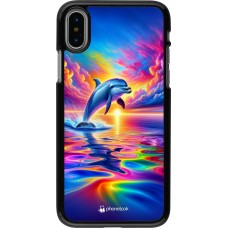 iPhone X / Xs Case Hülle - Glücklicher Regenbogen-Delfin