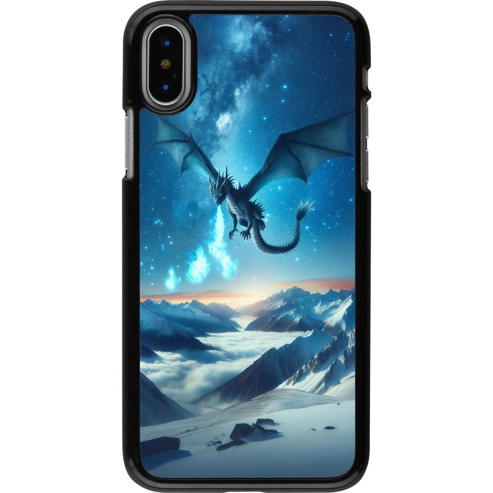 iPhone X / Xs Case Hülle - Drache nächtliche Berg