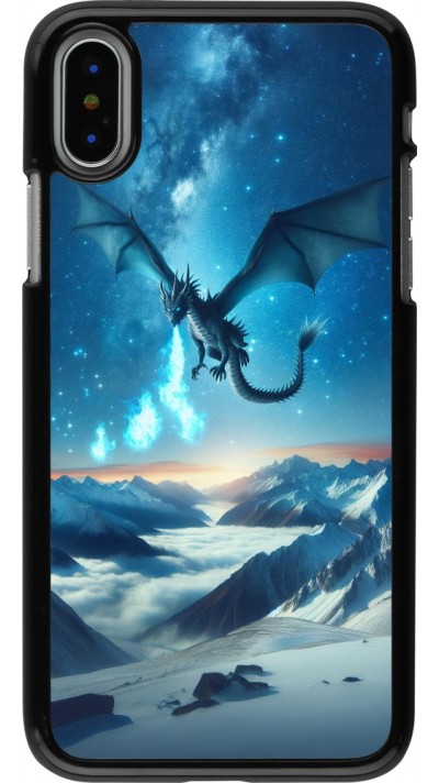 iPhone X / Xs Case Hülle - Drache nächtliche Berg