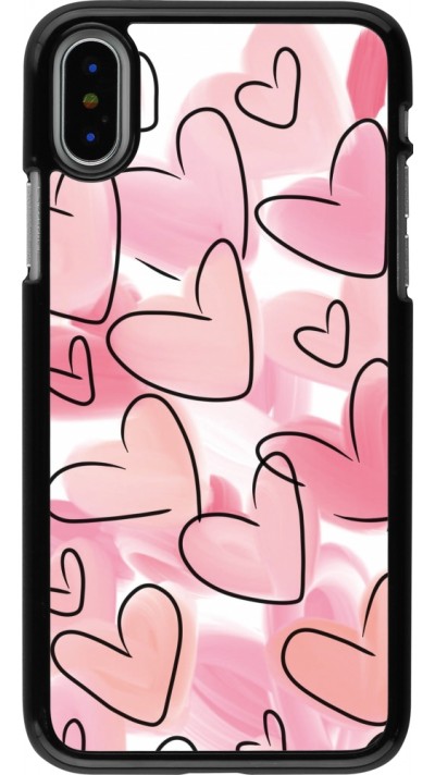 iPhone X / Xs Case Hülle - Easter 2023 pink hearts