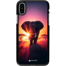 iPhone X / Xs Case Hülle - Elefant Sonnenaufgang Schönheit