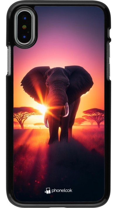 iPhone X / Xs Case Hülle - Elefant Sonnenaufgang Schönheit