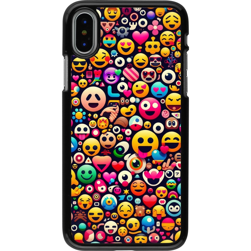 iPhone X / Xs Case Hülle - Emoji Mix Farbe