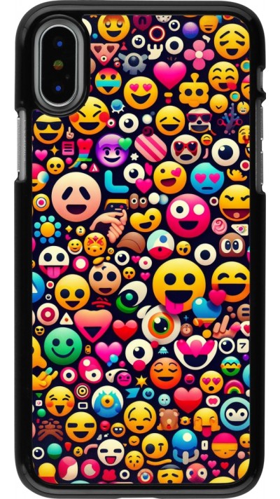 iPhone X / Xs Case Hülle - Emoji Mix Farbe