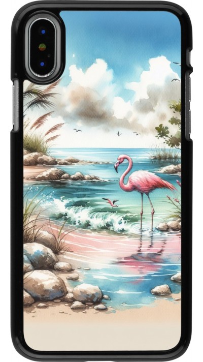 iPhone X / Xs Case Hülle - Flamingo Aquarell