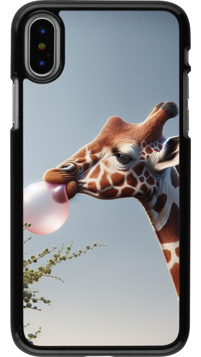 iPhone X / Xs Case Hülle - Giraffe mit Blase