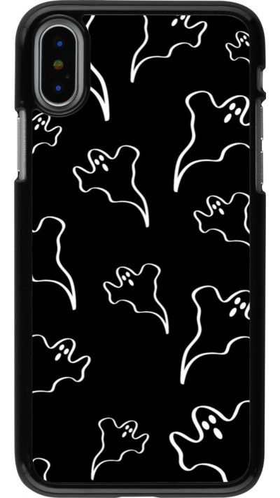 iPhone X / Xs Case Hülle - Halloween 2024 black and white ghosts