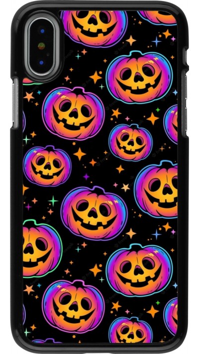 iPhone X / Xs Case Hülle - Halloween 2024 rainbow pumpkins