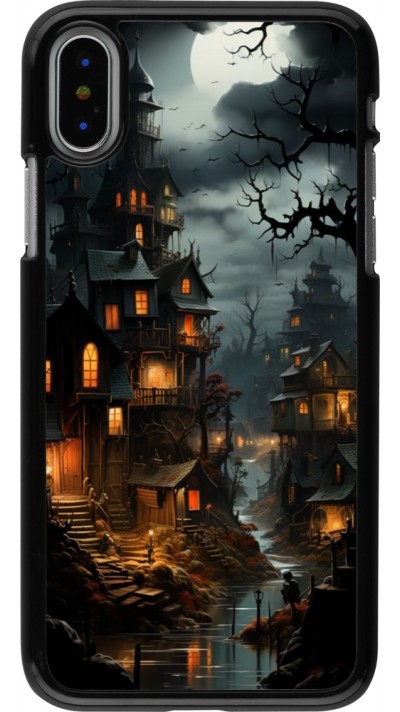 iPhone X / Xs Case Hülle - Halloween 2024 scary town