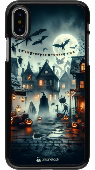 iPhone X / Xs Case Hülle - Halloween Spukstadt