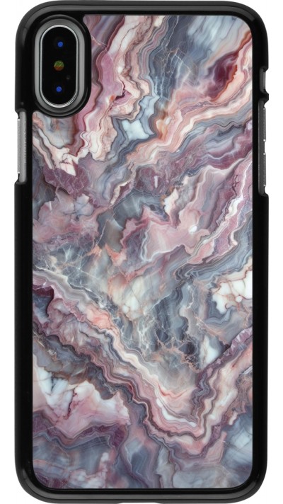 iPhone X / Xs Case Hülle - Violetter silberner Marmor