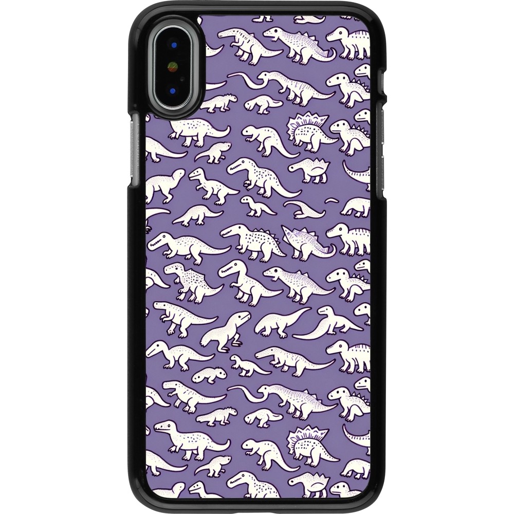 iPhone X / Xs Case Hülle - Mini-Dino-Muster violett