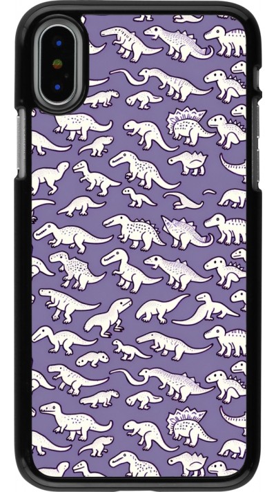 iPhone X / Xs Case Hülle - Mini-Dino-Muster violett