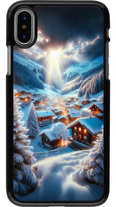 iPhone X / Xs Case Hülle - Berg Schnee Licht