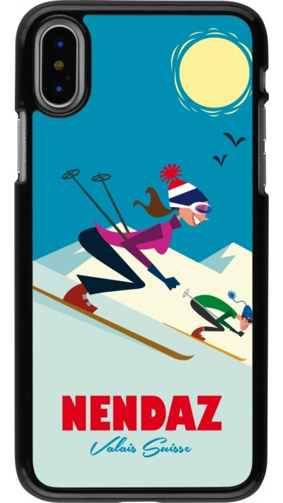 iPhone X / Xs Case Hülle - Nendaz Ski Downhill