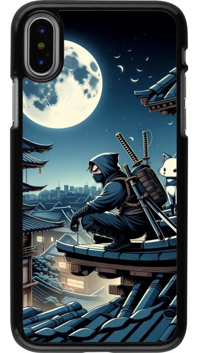 iPhone X / Xs Case Hülle - Ninja unter dem Mond