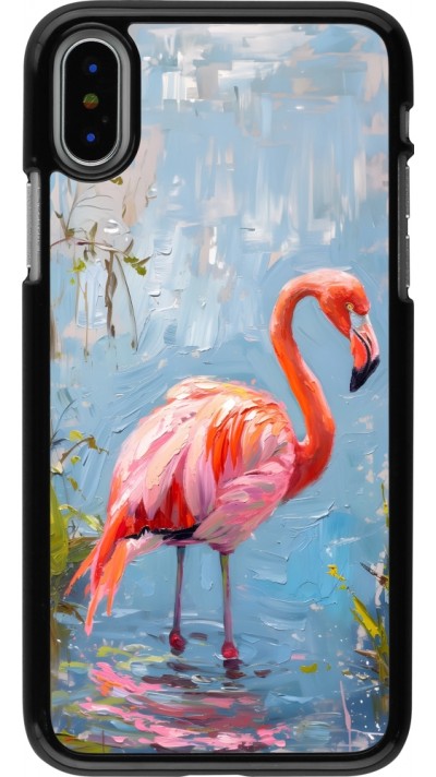 iPhone X / Xs Case Hülle - Paint Flamingo