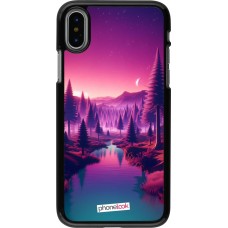 iPhone X / Xs Case Hülle - Lila-rosa Landschaft