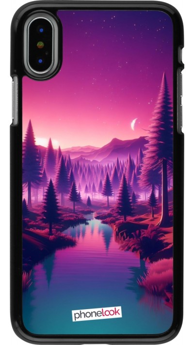 iPhone X / Xs Case Hülle - Lila-rosa Landschaft