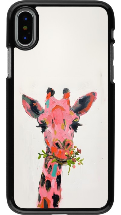 iPhone X / Xs Case Hülle - Pink Girafe Paint