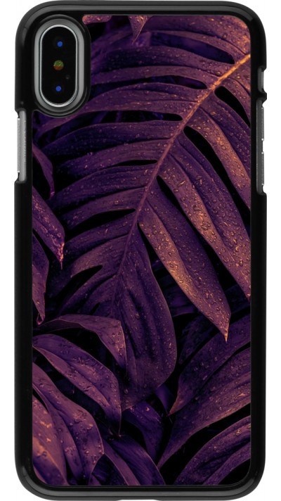 iPhone X / Xs Case Hülle - Purple Light Leaves