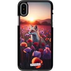 iPhone X / Xs Case Hülle - Purpurroter Fuchs bei Dammerung