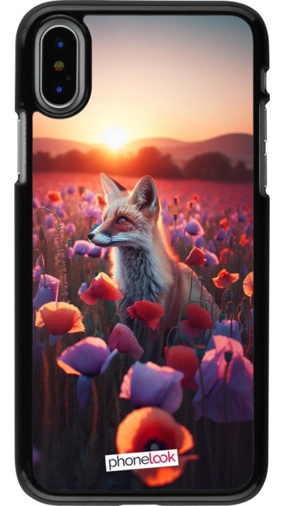 iPhone X / Xs Case Hülle - Purpurroter Fuchs bei Dammerung