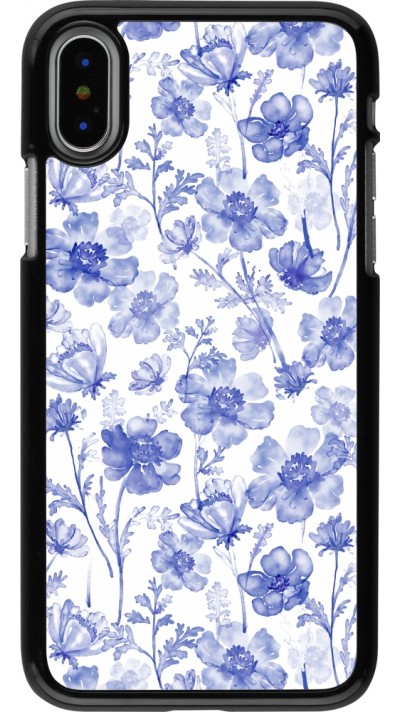 iPhone X / Xs Case Hülle - Spring 23 watercolor blue flowers