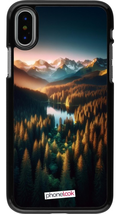 iPhone X / Xs Case Hülle - Sonnenuntergang Waldsee