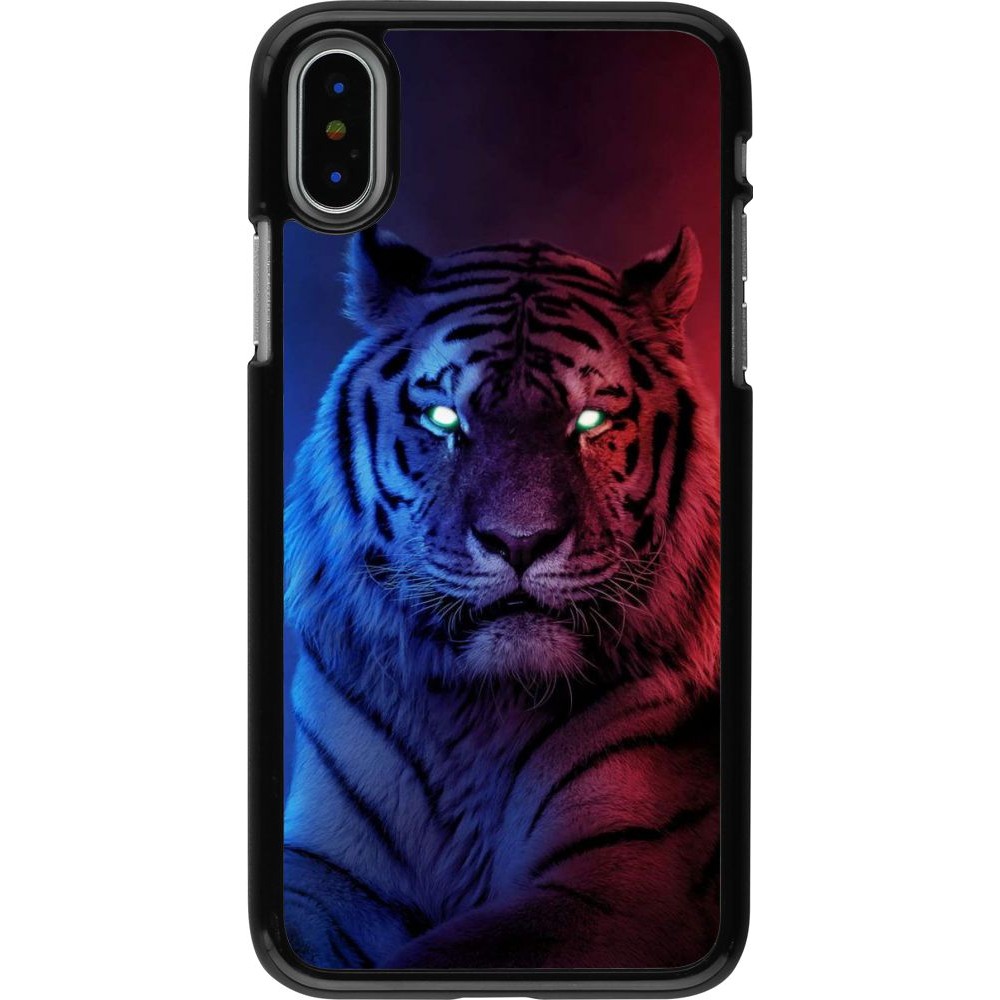 Hülle iPhone X / Xs - Tiger Blue Red