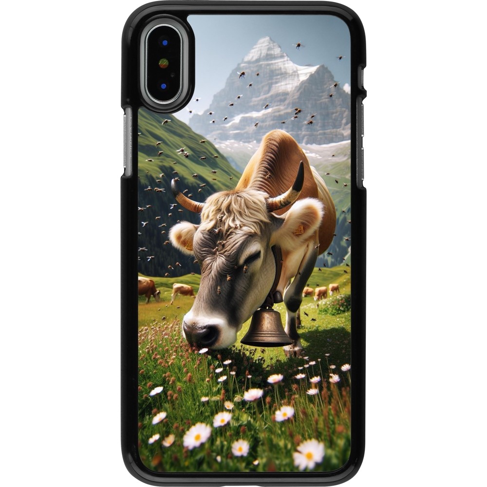 iPhone X / Xs Case Hülle - Kuh Berg Wallis