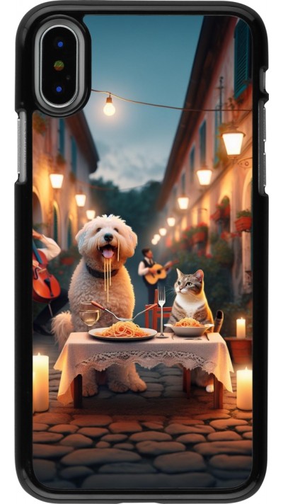 iPhone X / Xs Case Hülle - Valentin 2024 Hund & Katze Kerzenlicht