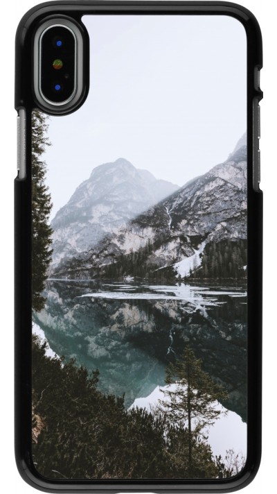 iPhone X / Xs Case Hülle - Winter 22 snowy mountain and lake