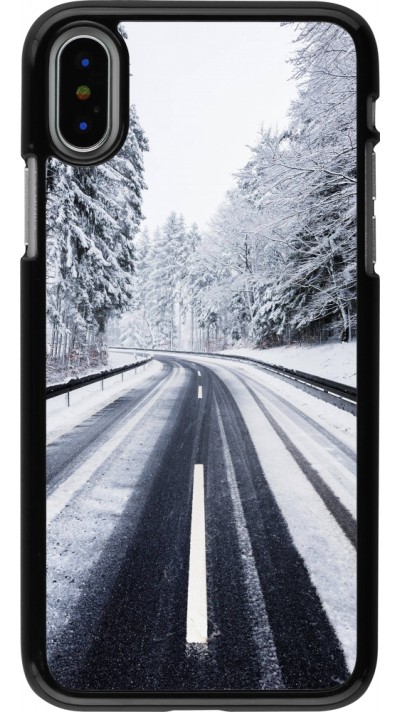 iPhone X / Xs Case Hülle - Winter 22 Snowy Road