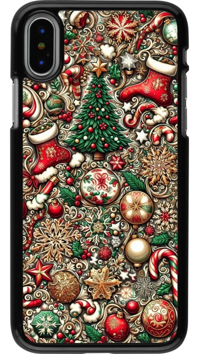 iPhone X / Xs Case Hülle - Weihnachten 2023 Mikromuster