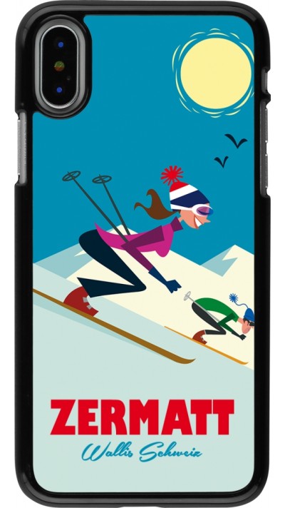 iPhone X / Xs Case Hülle - Zermatt Ski Downhill