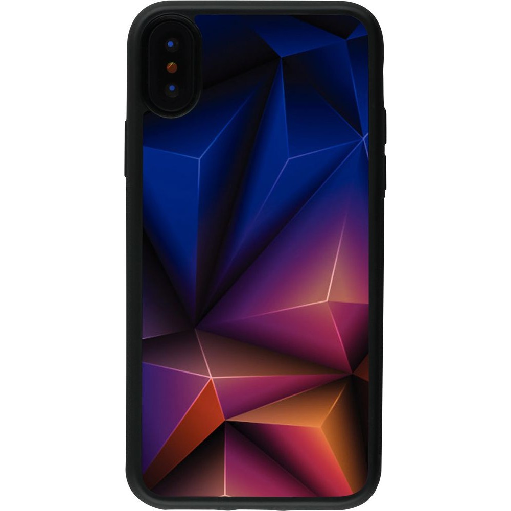 Coque iPhone X / Xs - Silicone rigide noir Abstract Triangles 