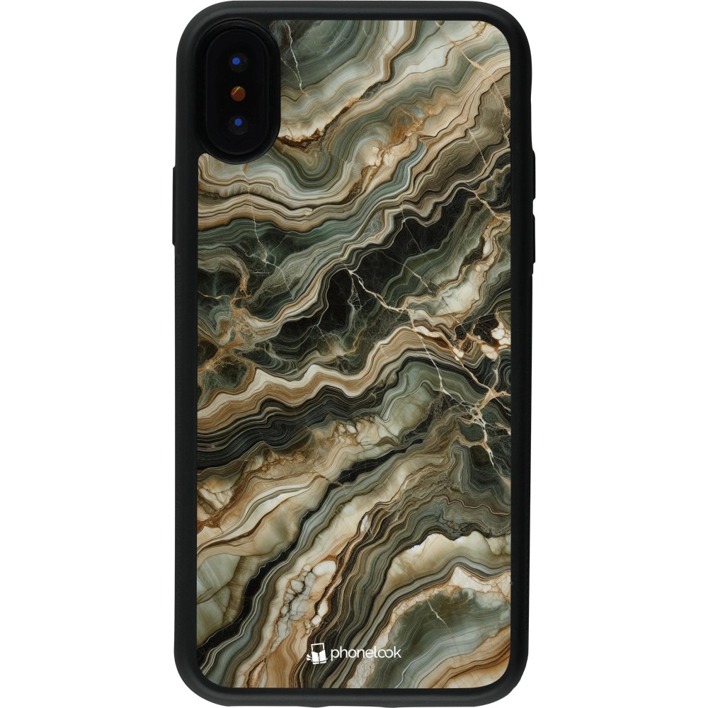 iPhone X / Xs Case Hülle - Silikon schwarz Oliv Marmor