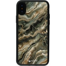 iPhone X / Xs Case Hülle - Silikon schwarz Oliv Marmor