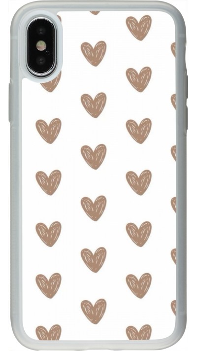 iPhone X / Xs Case Hülle - Silikon transparent Autumn 2024 brown hearts