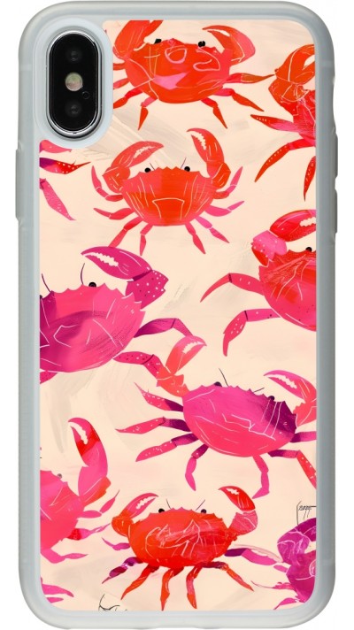 Coque iPhone X / Xs - Silicone rigide transparent Crabs Paint