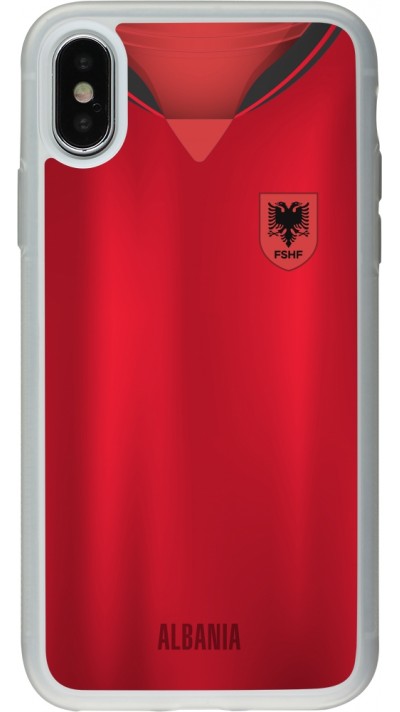 Coque iPhone X / Xs - Silicone rigide transparent Maillot de football Albanie personnalisable