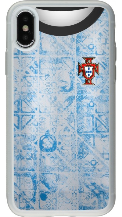 Coque iPhone X / Xs - Silicone rigide transparent Maillot de football Portugal Extérieur personnalisable