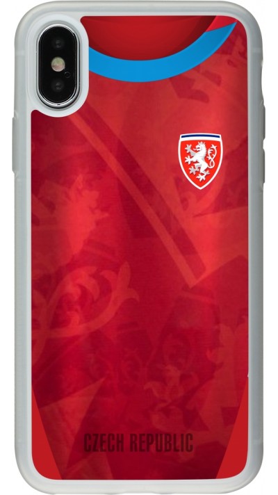 Coque iPhone X / Xs - Silicone rigide transparent Maillot de football République Tchèque personnalisable